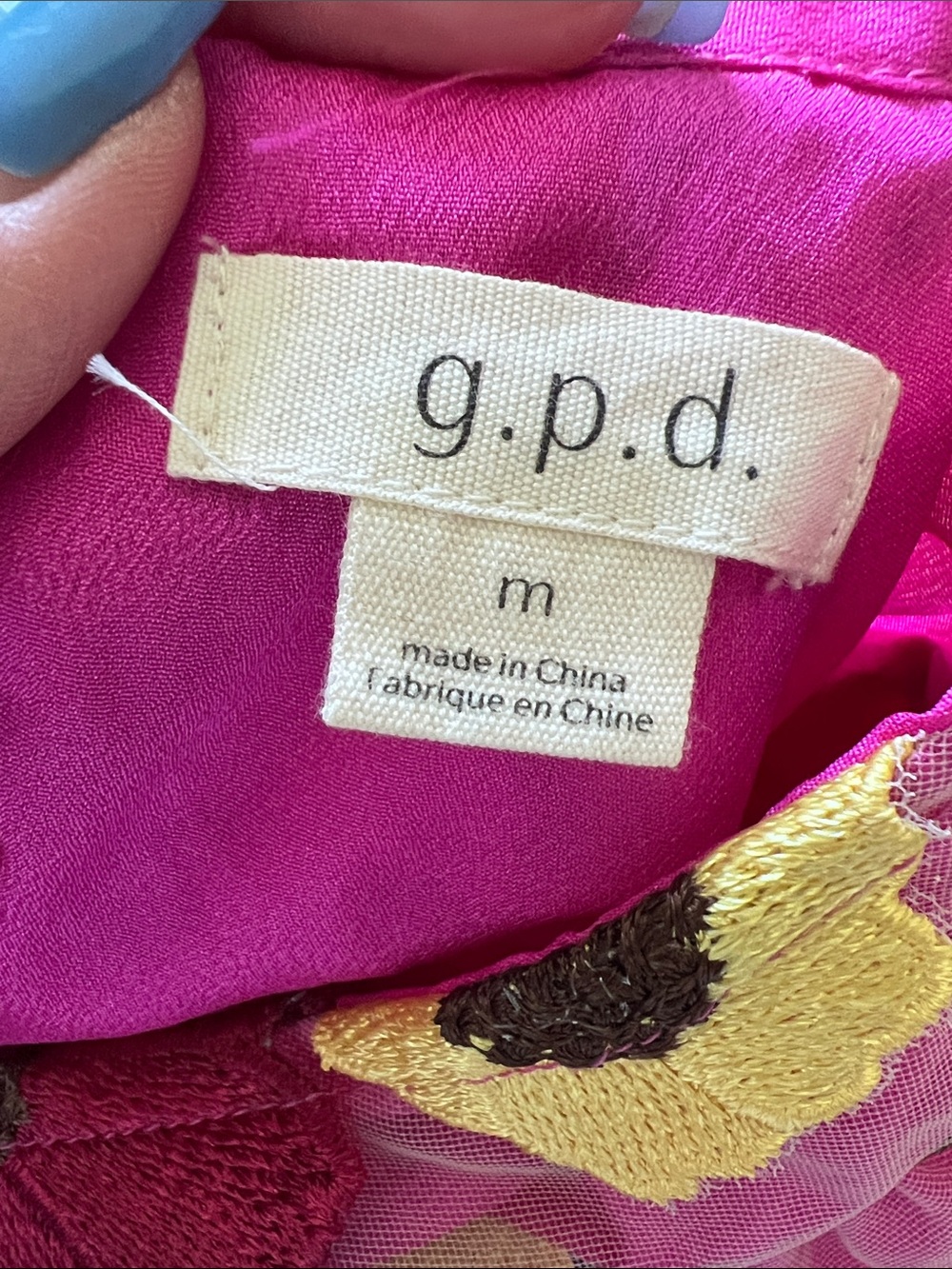 G.P.D Women's Pink Floral Print Puff Sleeve Blouse Size Medium - Picture 6 of 7